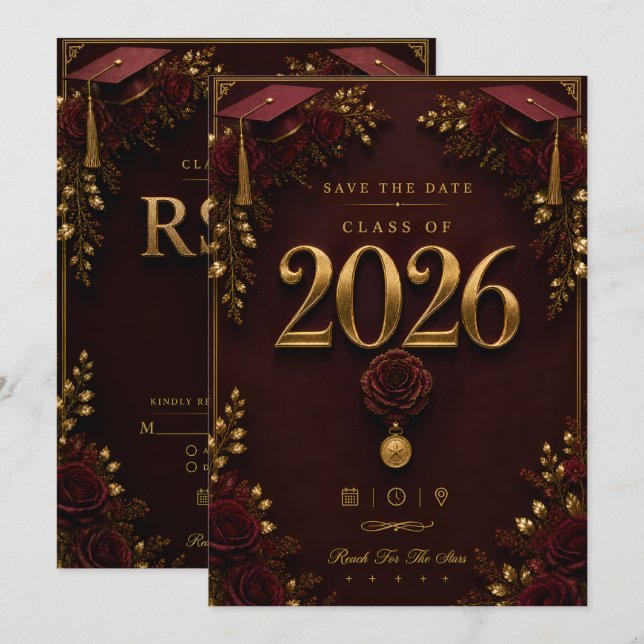 Tarjeta de RSVP de Graduación | Invitación de la C (Anverso / Reverso)