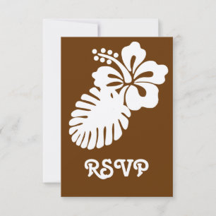 Tarjeta de RSVP de Hibisco Tropical en Chocolate