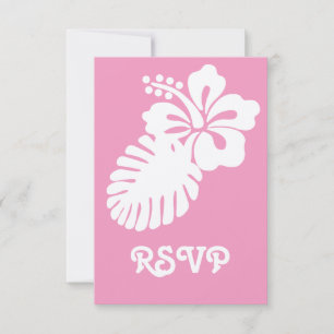 Tarjeta de RSVP de Hibisco Tropical en Rosa Pétalo