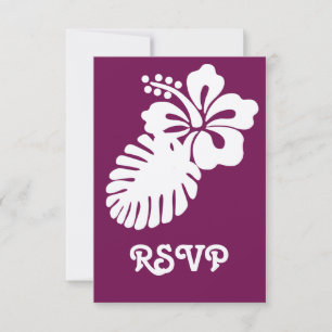 Tarjeta de RSVP de Hibisco Tropical en Vino