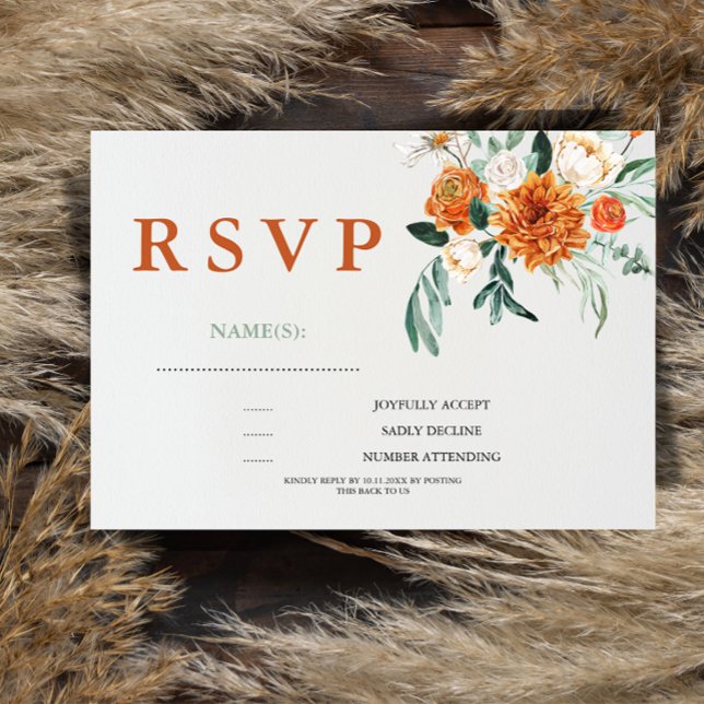 Tarjeta de RSVP de hierba de Pampas boho texturiza (Subido por el creador)