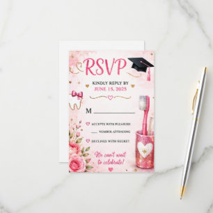 Tarjeta de RSVP de higienista dental con brillo ro
