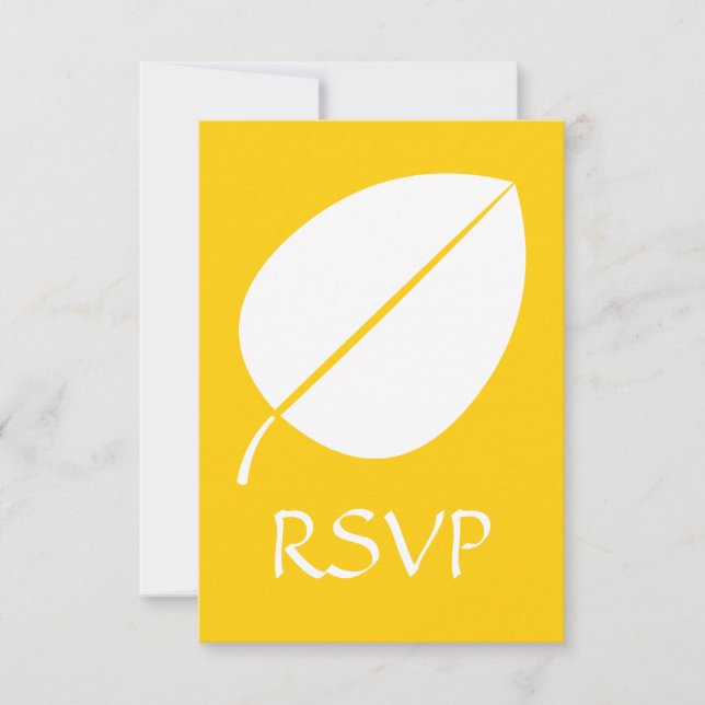 Tarjeta de RSVP de Hojas de Otoño en Amarillo (Anverso)