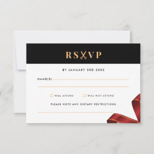Tarjeta de RSVP de inauguración con cinta roja