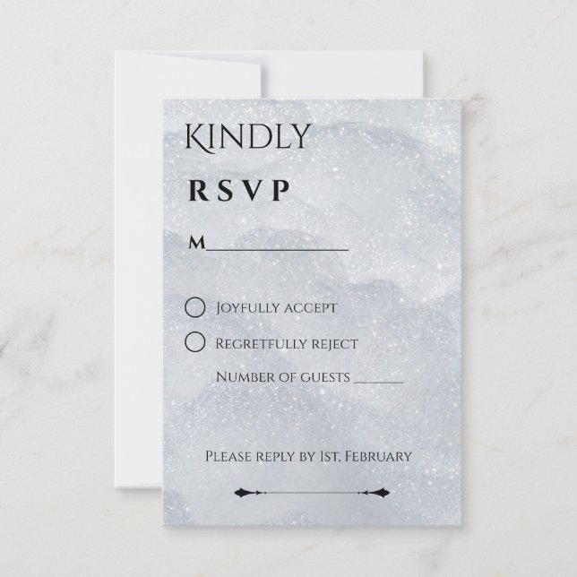 Tarjeta de RSVP de Invierno Brillante (Anverso)