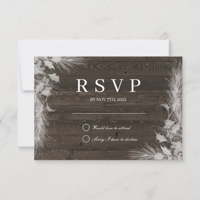 Tarjeta de RSVP de Invierno Rústico (Anverso)