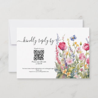 Tarjeta de RSVP de Jardin Colorido Boho de Flores 