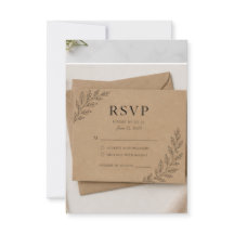 Tarjeta de RSVP de Kraft Rústico, Tarjeta de respu