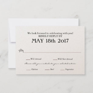 Tarjeta de RSVP de la boda con selecciones de la