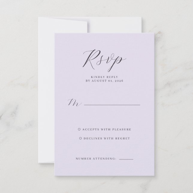 Tarjeta de RSVP de Lavanda Elegante (Anverso)
