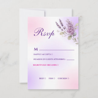 Tarjeta de RSVP de Lavanda Púrpura Elegante