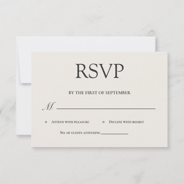 Tarjeta de RSVP de Lujo Minimalista (Anverso)