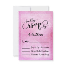 Tarjeta de RSVP de Mandala de Acuarela Rosa Profun