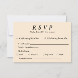 Tarjeta de RSVP de marfil con selección de entrada