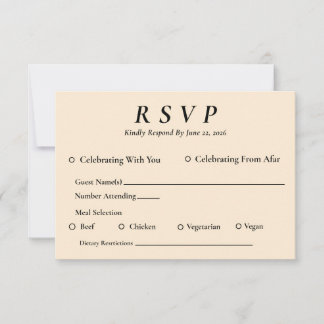 Tarjeta de RSVP de marfil con selección de entrada