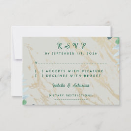 Tarjeta de RSVP de mármol verde salvia eucalipto