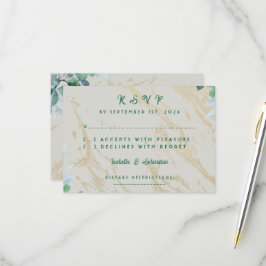 Tarjeta de RSVP de mármol verde salvia eucalipto