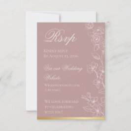 Tarjeta de RSVP de Mauve y Oro para Fiesta de Jard