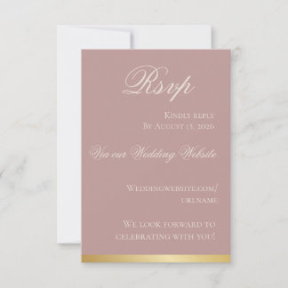 Tarjeta de RSVP de Mauve y Oro para Fiesta de Jard