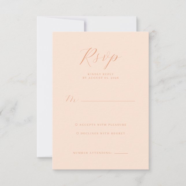Tarjeta de RSVP de Melocotón Elegante (Anverso)