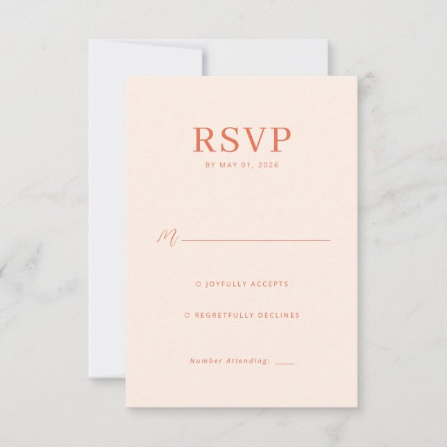 Tarjeta de RSVP de Melocotón Elegante (Anverso)