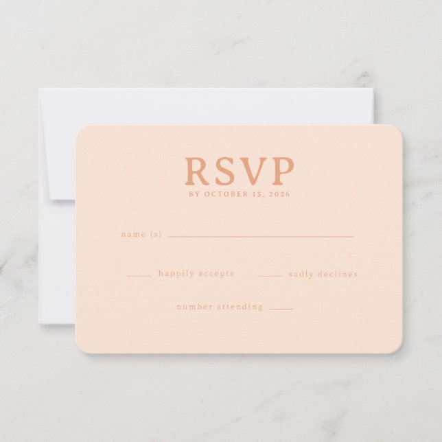 Tarjeta de RSVP de Melocotón Sofisticada (Anverso)