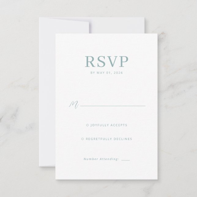 Tarjeta de RSVP de Menta Elegante (Anverso)