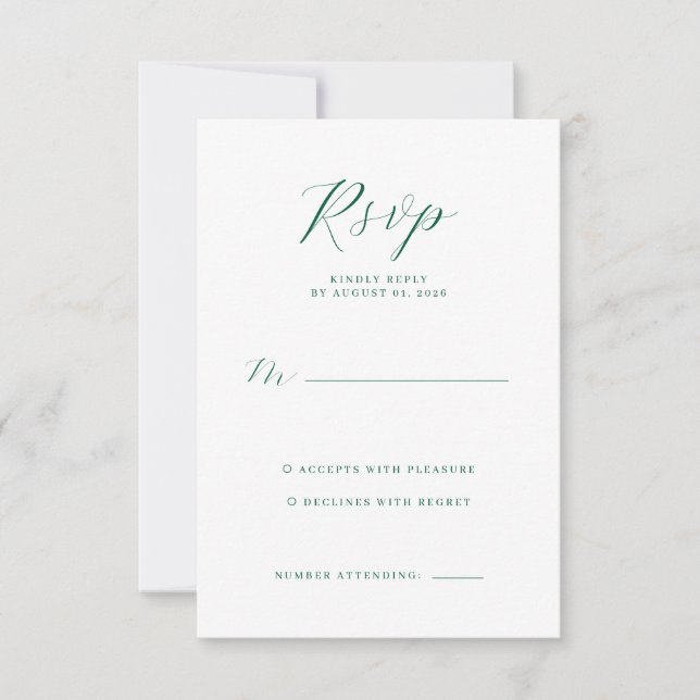 Tarjeta de RSVP de Menta Elegante (Anverso)