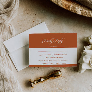 Tarjeta de RSVP de menú con caligrafía de terracot