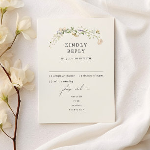 Tarjeta de RSVP de menú de boda de flores silvestr
