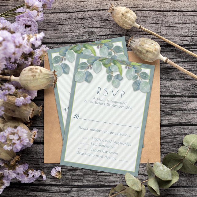 Tarjeta de RSVP de Menú de Boda Rama de Eucalipto  (Subido por el creador)