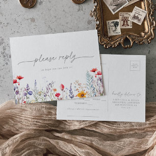 Tarjeta de RSVP de menú de flores silvestres de co