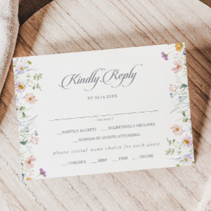 Tarjeta de RSVP de menú de flores silvestres del j