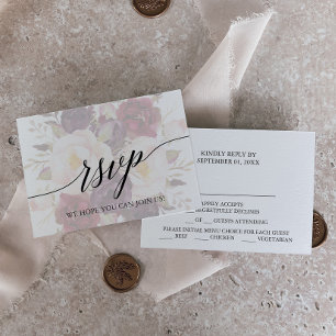 Tarjeta de RSVP de menú floral de caligrafía elega