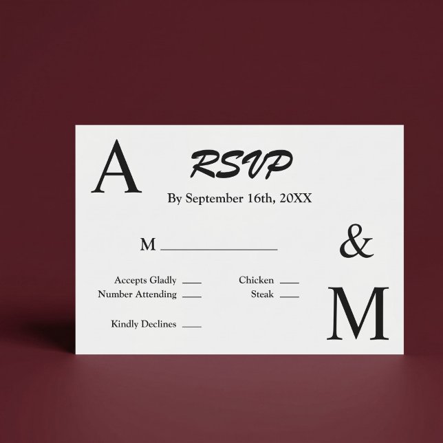 Tarjeta de RSVP de monograma con tipografía minima (Subido por el creador)