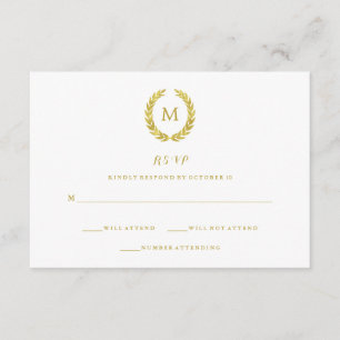 Tarjeta de RSVP de Monograma de Corona de Laurel d