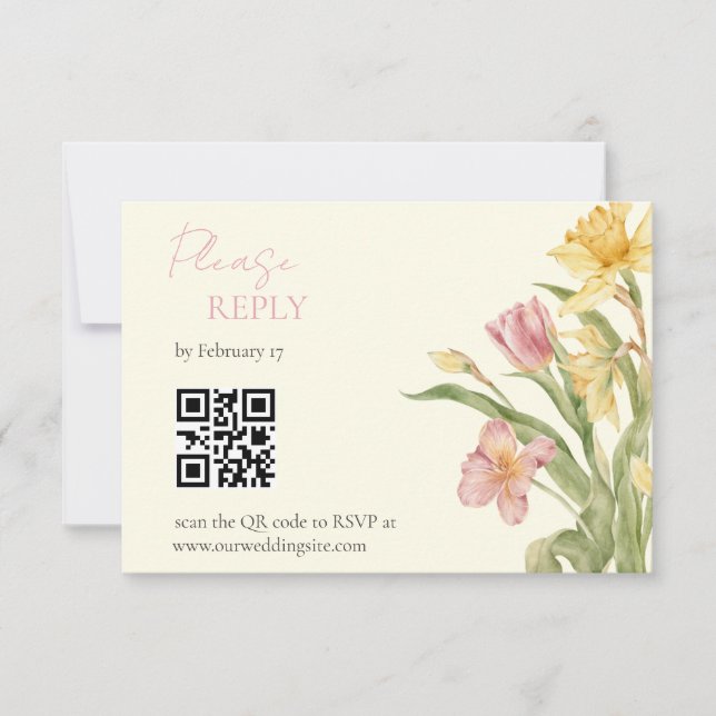 Tarjeta de RSVP de Narciso de Jardín de Flor de Ab (Anverso)