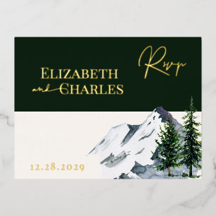 Tarjeta de RSVP de Navidad de Invierno Árboles Mon