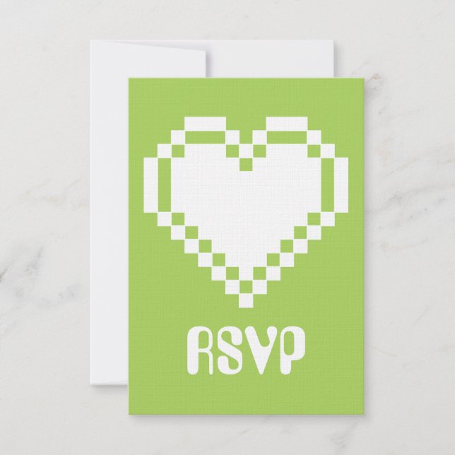 Tarjeta de RSVP de Nuestros Corazones de 8 Bits en (Anverso)