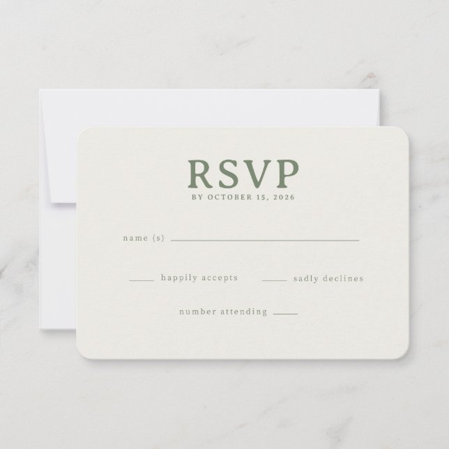 Tarjeta de RSVP de Oliva Elegante (Anverso)