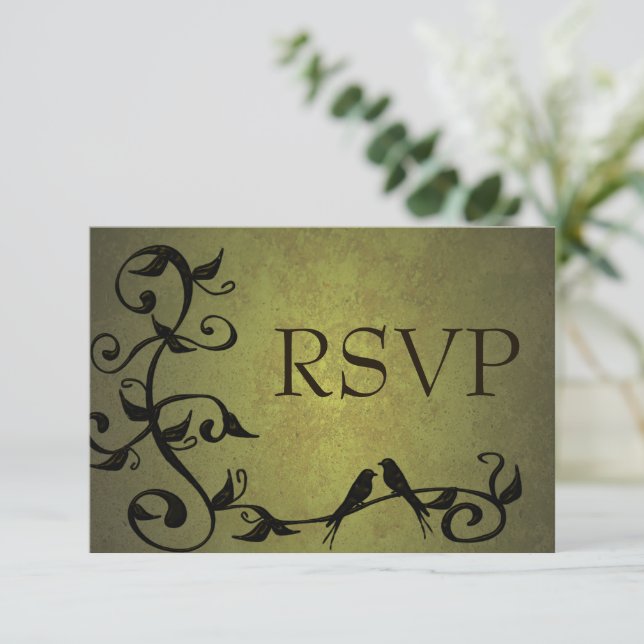 Tarjeta de RSVP de Olivo Grunge (Anverso de pie)