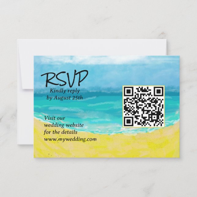 Tarjeta de RSVP de Onda Digital - Código QR tema a (Anverso)