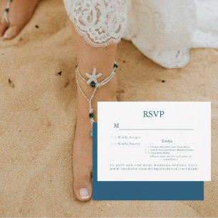 Tarjeta de RSVP de Opciones de Cena Teal Brisa del