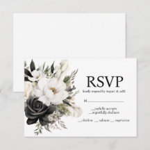Tarjeta de RSVP de opciones de menú floral en blan