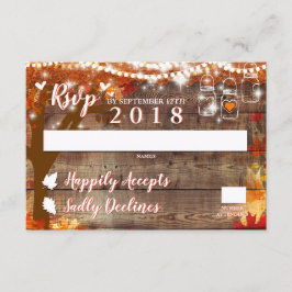 Tarjeta de RSVP de Otoño Enamorado Rústico