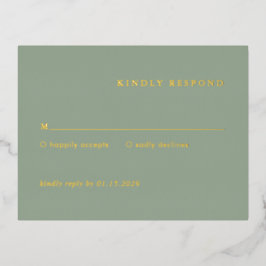 Tarjeta de RSVP de papel de aluminio para boda ver