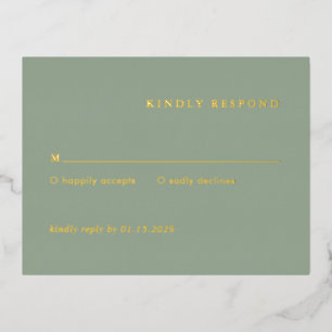 Tarjeta de RSVP de papel de aluminio para boda ver