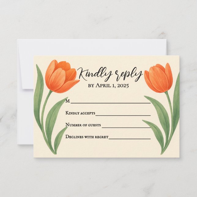 Tarjeta de RSVP de Paraíso de Tulipanes (Anverso)