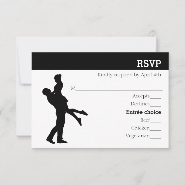 Tarjeta de RSVP de Pareja Silueta Moderna (Anverso)