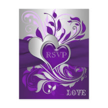 Tarjeta de RSVP de Pergaminos Plateados y Morados